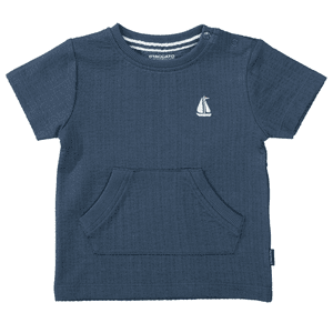 T-shirt donkerblauw gestructureerd