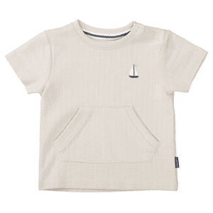 T-shirt warm beige structuur