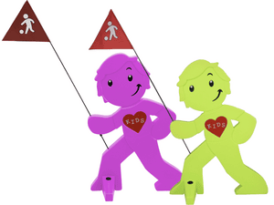StreetBuddy Kindersicherheit, Warnfigur, grün/magenta 2er Set