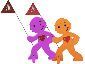 StreetBuddy Kindersicherheit, Warnfigur, orange/magenta 2er Set
