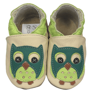 Krabbelschuhe Eule grün