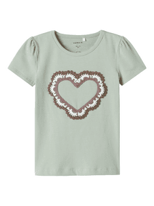 T-Shirt Nmfjamaria Aqua Gray
