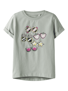 T-Shirt Nmfvix Aqua Gray