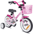 PINK HAWK Kinderfahrrad 12'' ab 3 Jahre mit Stützräder in Rosa & Weiß