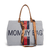 Mommy Bag Stor canvas Beige Striper rød/blå