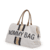 Mommy Bag Canvas Beige Stripes Black / Gold