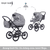 Kombikinderwagen Kreta 9-teiliges Set Blau mit Punkten