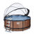 EXIT Wood Pool ø360x122cm med lock, Sand filter- och värmepump, brun