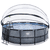 EXIT Stone Piscina ø450x122cm con copertura, filtro Sand e pompa di calore, grigio