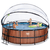 EXIT Piscina Wood ø450x122cm con copertura, filtro a sabbia e pompa termica, marrone