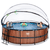 EXIT Piscina Wood ø450x122cm con copertura, filtro a sabbia e pompa termica, marrone