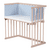 Beistellbett Buche natur | Matratze Prime | Nestchen, horizontblau Sternemix weiß/saphirblau