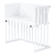 Beistellbett Buche weiß lackiert | Matratze Prime Air | Nestchen, weiß Sternemix lichtgrau/silbergrau