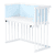 Beistellbett Buche weiß lackiert | Matratze Prime Air | Nestchen, himmelblau Punkte weiß