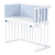 Beistellbett Buche weiß lackiert | Matratze Prime Air | Nestchen, horizontblau Sternemix weiß/saphirblau