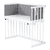 Beistellbett Buche weiß lackiert | Matratze Prime Air | Nestchen, diamantgrau meliert Sterne weiß