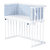 Beistellbett Buche weiß lackiert | Matratze Prime Air | Nestchen, horizontblau Sternemix weiß/saphirblau