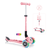 Trottinette enfant 3 roues pliable JUNIOR FANTASY LIGHTS roue lumineuse flowers rose pastel