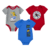 3er Pack Bodies grau/blau/rot