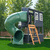 Maison cabane de jardin enfant toboggan Cozy Escape bois bleu marine P280147E