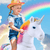 Unicornio de juguete con ruedas Rainbow grande