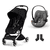 Kinderwagen Orfeo Silver Moon Black inklusive Babyschale Cloud G i-Size Lava Grey  und Adapter