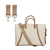 Wickeltasche Ivory White mit  Kinderwagenhaken Linnen Beige