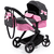 Design Xeo Mega Set combi poppenwagen, zwart/roze