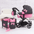 Design Kombi-Puppenwagen Xeo Mega Set, schwarz/pink