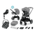 Kinderkraft Kombikinderwagen NEA 2in1 platinum gray inkl. MAXI COSI Babyschale Pebble S Tonal Graphite und Basisstation FamilyFix S Black