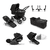 Kombikinderwagen Donkey 5 Mono Complete Black inkl. Erweiterungsset und Liegewannenbezug Donkey 5 Complete, Donkey Twin Adapter und cybex PLATINUM Babyschale Cloud T I-Size Black