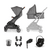 Buggy Minu V2 Greyson Charcoal Mélange inkl Babywanne, cybex GOLD Babyschale Cloud Gi-Size Magic Black und Base G Black mit Zubehör