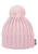 Cappello a maglia con pon pon a coste, rosa