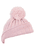 Cappello a maglia con pon pon a coste, rosa