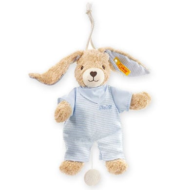 STEIFF Caja de música Hoppel Bunny 20 cm azul