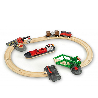 BRIO® WORLD Circuit de train activités portuaires bois 33061