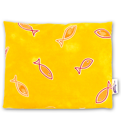 Image of Theraline Cuscino con noccioli di ciliegia 23 x 26 cm Design giallo con fantasia pesci (49)