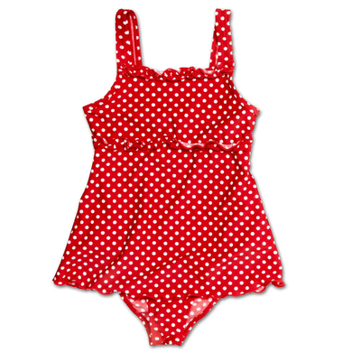 Image of PLAYSHOES Girls Costume da bagno con gonnellina, colore rosso a pois059