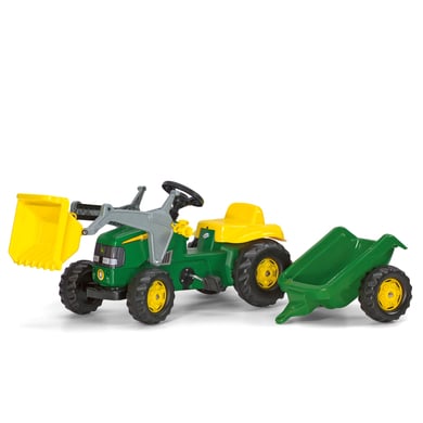 rollytoys tractor a pedales rollykid john deere con pala y remolque