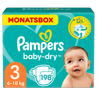 Pampers Couches Baby-Dry T.3 Midi 6-10 kg pack mensuel 198 pièces