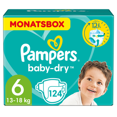 Pampers Couches Baby Dry taille 6 13-18 kg pack mensuel 124 pièces