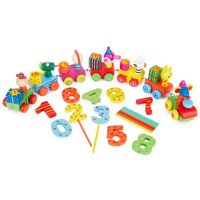 bieco Figurine train d'anniversaire, sans bougie bois