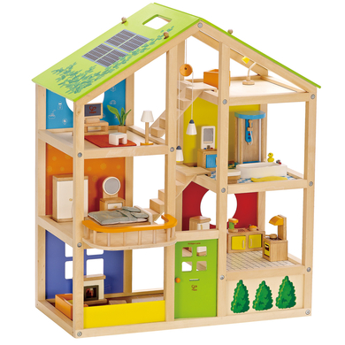 Image of HAPE Casa delle bambole 4 stagioni (ammobiliata) E3401, 35 pezzi