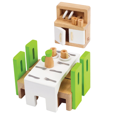 Hape Salle à manger pour poupée 24 pièces bois E3454