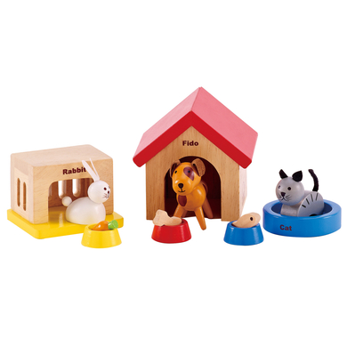 Hape Figurine animaux de la famille bois, 12 pièces E3455