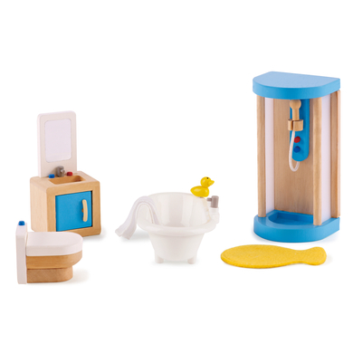 Hape Salle de bain pour poupée, 7 pièces bois E3451