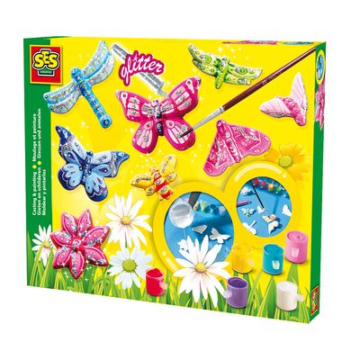 SES Creative® Kit moulage plâtre peinture papillons paillettes