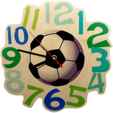 HESS Horloge murale enfant quartz football bois
