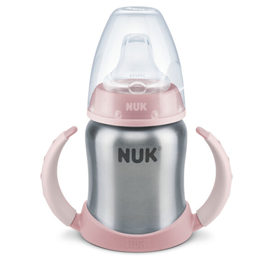 Image of NUK Tazza Bevimpara rosa in acciaio inossidabile 125ml, con beccuccio in silicone