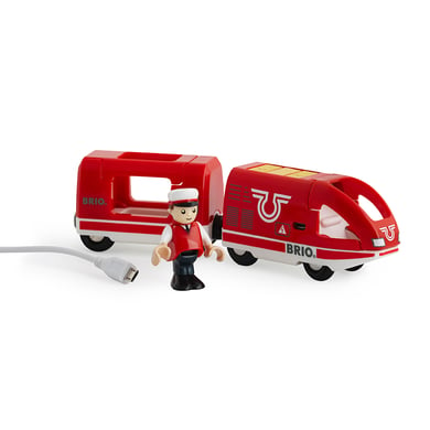 Image of BRIO® WORLD Stazione in legno - Trenino a batteria rosso - 33746059